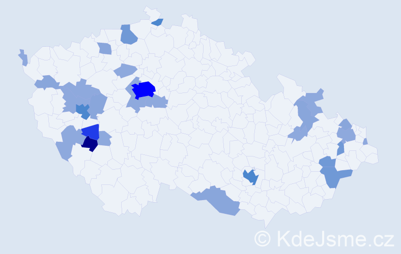 Příjmení: 'Kotiš', počet výskytů 70 v celé ČR