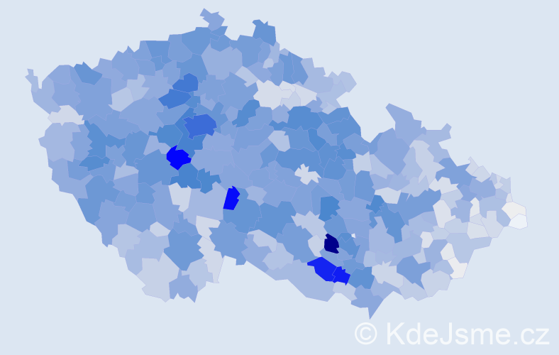 Příjmení: 'Hájek', počet výskytů 10298 v celé ČR