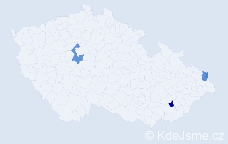 Příjmení: 'Bartulíková', počet výskytů 9 v celé ČR