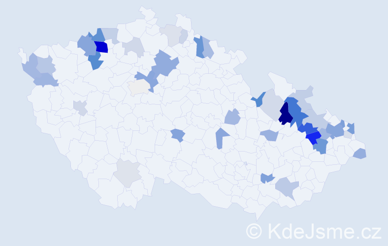 Příjmení: 'Brisudová', počet výskytů 102 v celé ČR