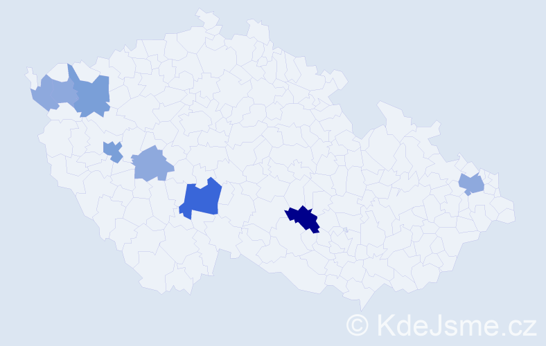 Příjmení: 'Gášpár', počet výskytů 19 v celé ČR