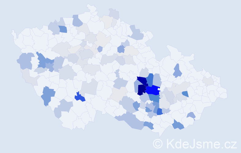 Příjmení: 'Kuda', počet výskytů 283 v celé ČR