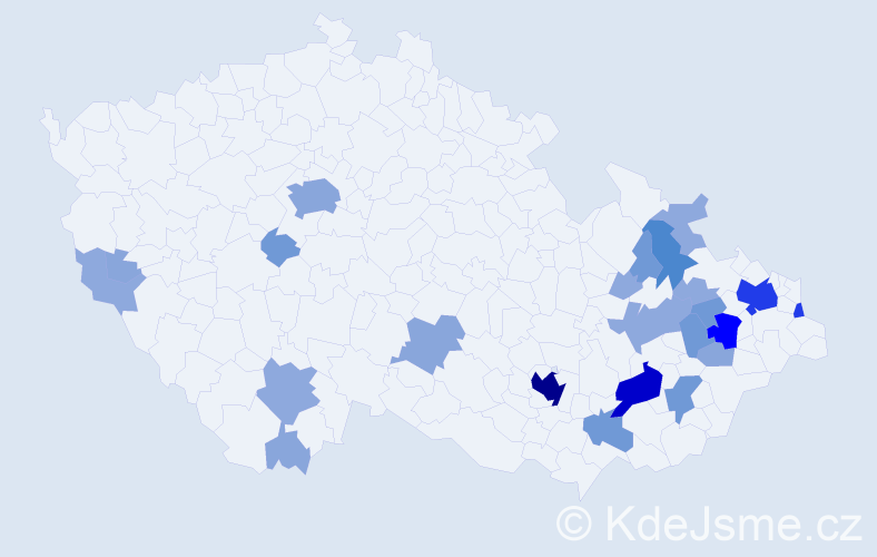 Příjmení: 'Dočkálková', počet výskytů 74 v celé ČR