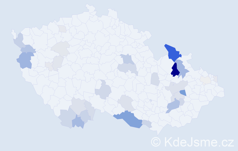 Příjmení: 'Maňurová', počet výskytů 99 v celé ČR