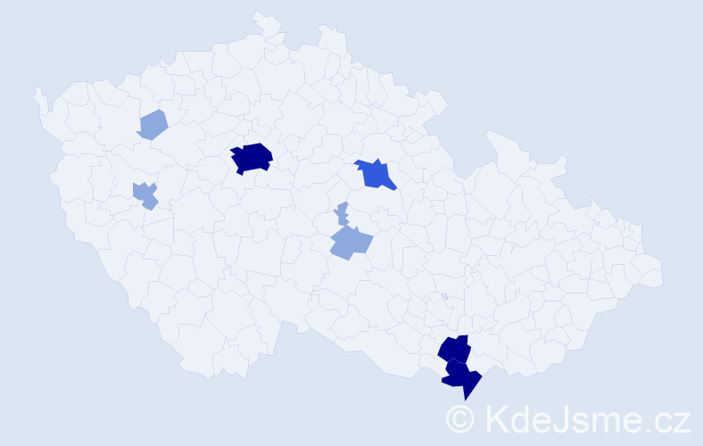 Příjmení: 'Hoštická', počet výskytů 21 v celé ČR