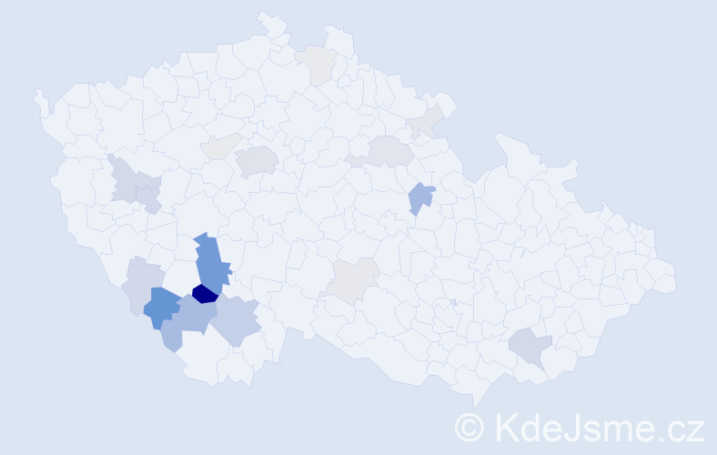 Příjmení: 'Žlábek', počet výskytů 66 v celé ČR