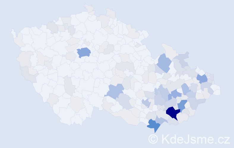 Příjmení: 'Bartošík', počet výskytů 579 v celé ČR