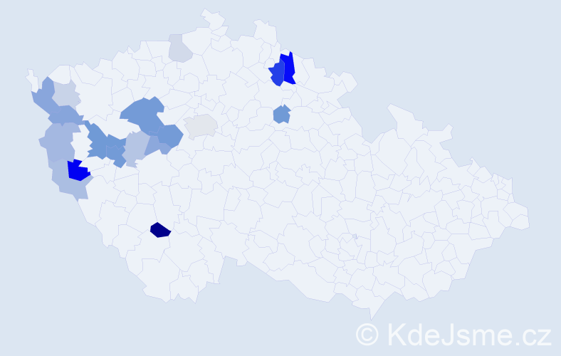Příjmení: 'Regálová', počet výskytů 39 v celé ČR