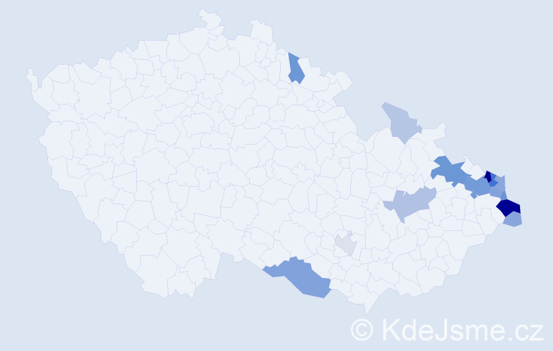Příjmení: 'Kohutek', počet výskytů 63 v celé ČR