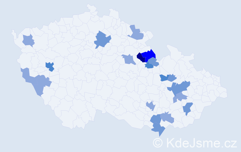 Příjmení: 'Kacr', počet výskytů 41 v celé ČR