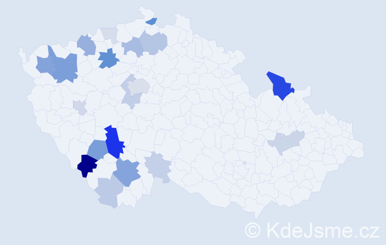 Příjmení: 'Pechoušek', počet výskytů 65 v celé ČR
