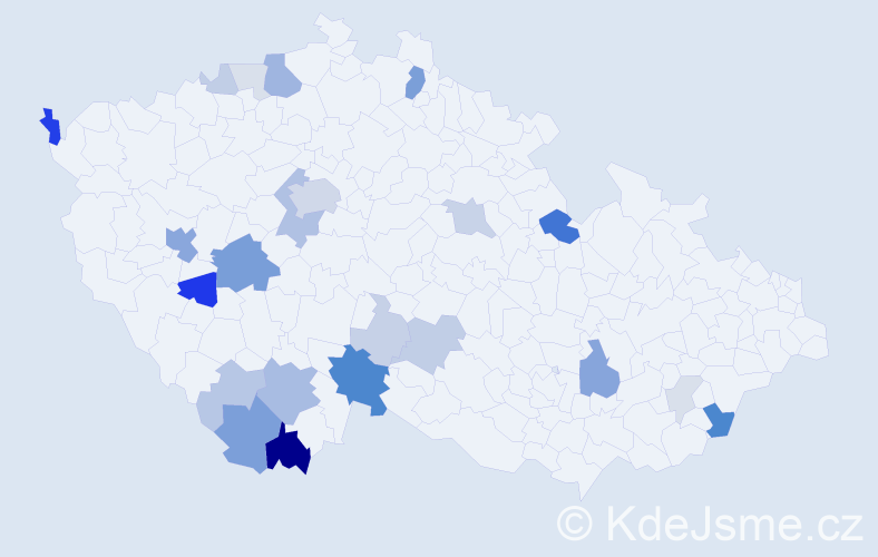 Příjmení: 'Kadič', počet výskytů 76 v celé ČR