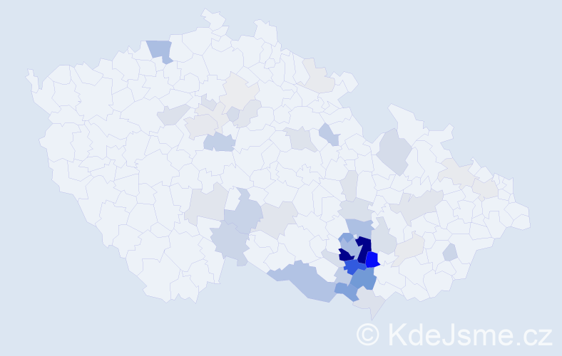 Příjmení: 'Klašková', počet výskytů 206 v celé ČR