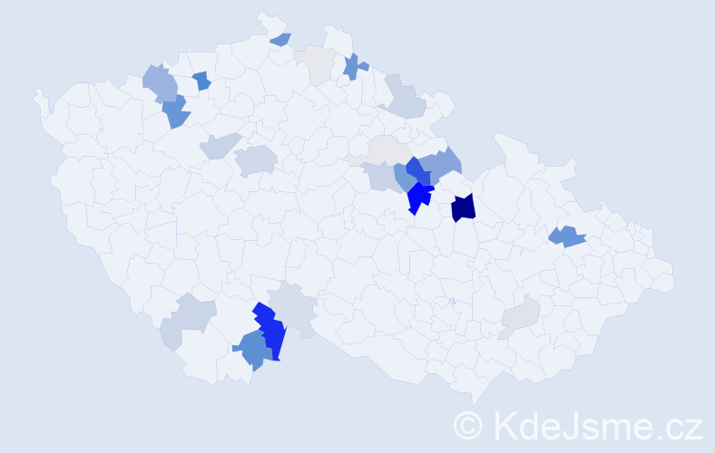 Příjmení: 'Konárek', počet výskytů 92 v celé ČR
