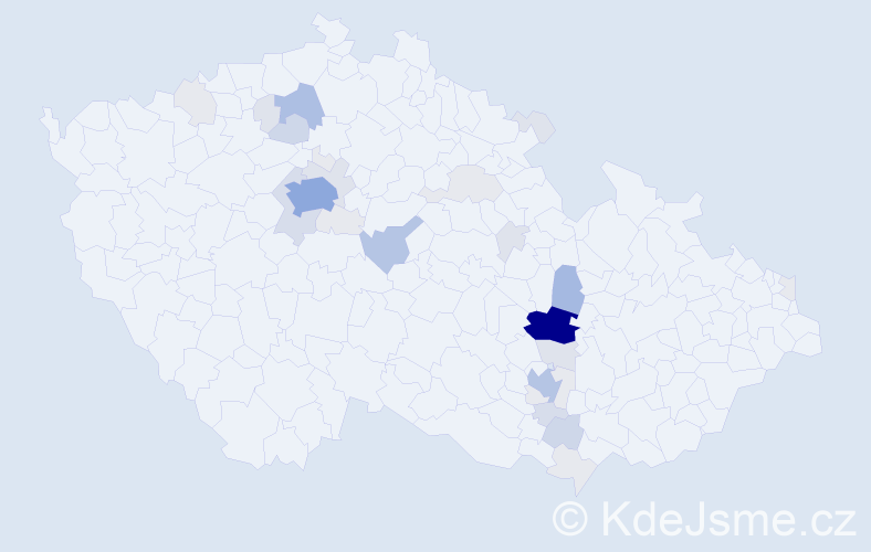 Příjmení: 'Bohatec', počet výskytů 133 v celé ČR