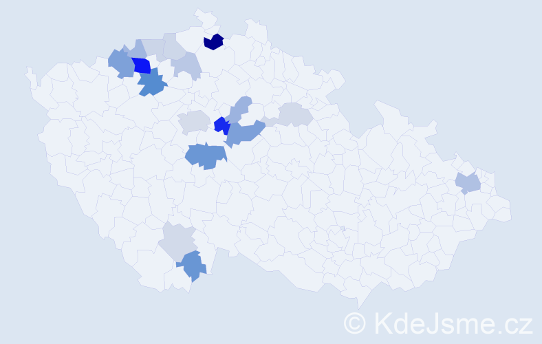 Příjmení: 'Šešina', počet výskytů 44 v celé ČR