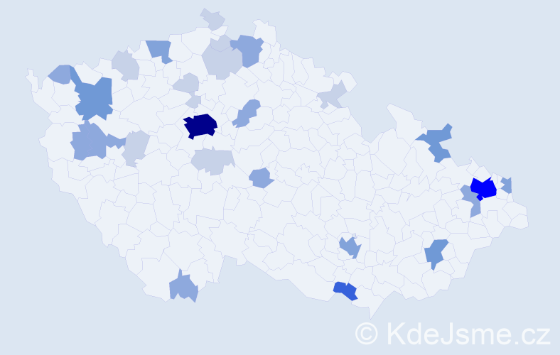 Příjmení: 'Kovacs', počet výskytů 76 v celé ČR