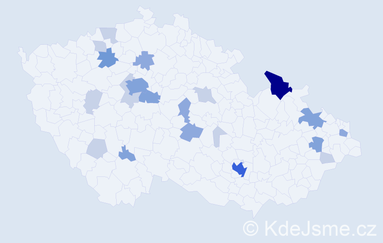 Příjmení: 'Málik', počet výskytů 54 v celé ČR