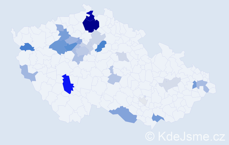 Příjmení: 'Čibera', počet výskytů 74 v celé ČR