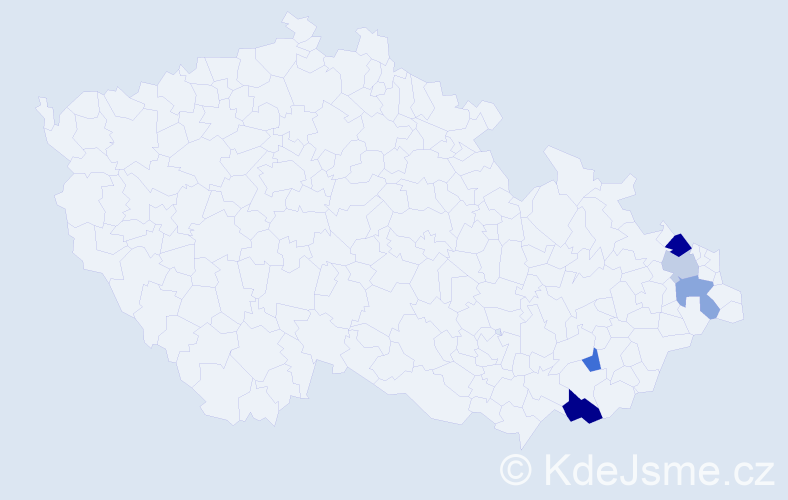 Příjmení: 'Zajvar', počet výskytů 7 v celé ČR