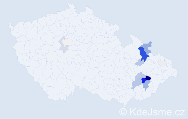 Příjmení: 'Vaclachová', počet výskytů 40 v celé ČR