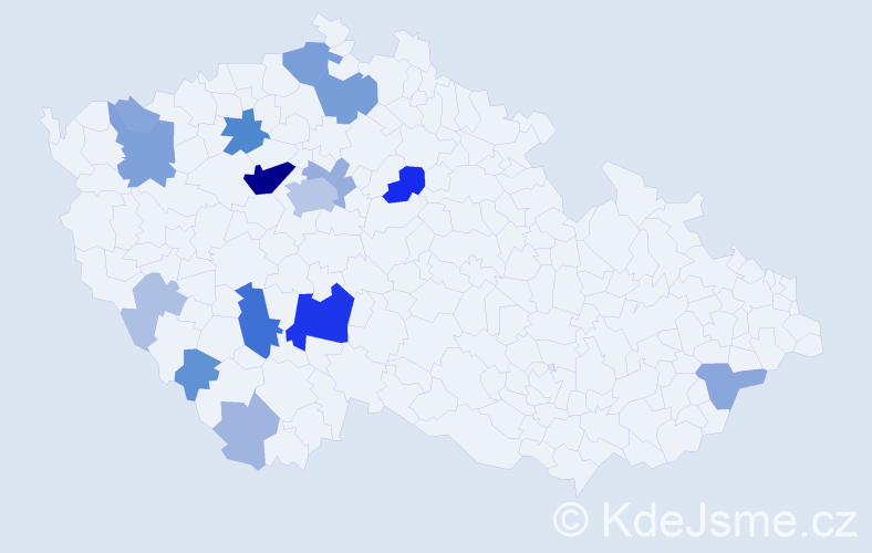 Příjmení: 'Hanzák', počet výskytů 58 v celé ČR