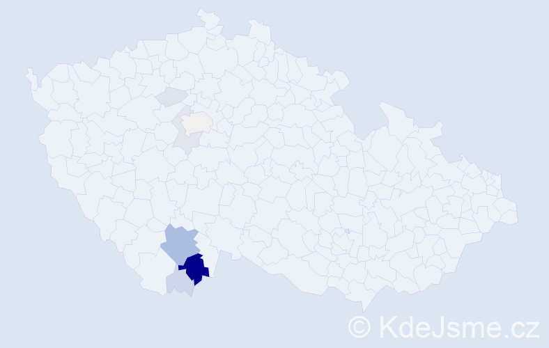 Příjmení: 'Caplová', počet výskytů 29 v celé ČR