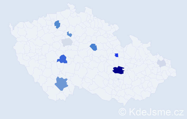 Příjmení: 'Roytová', počet výskytů 16 v celé ČR