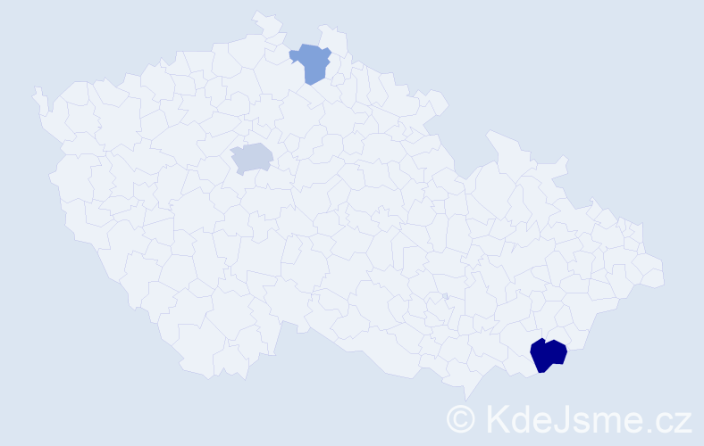 Příjmení: 'Helcová', počet výskytů 5 v celé ČR