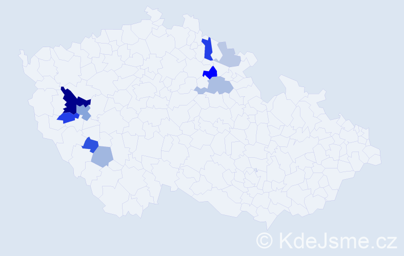 Příjmení: 'Mentl', počet výskytů 22 v celé ČR