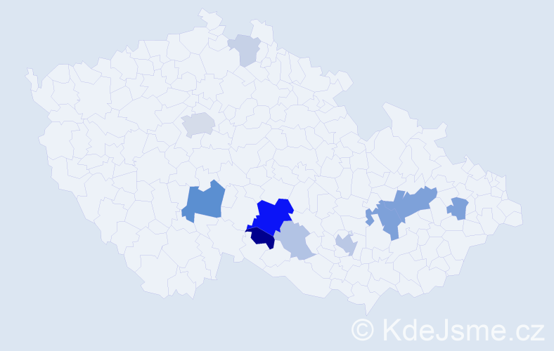 Příjmení: 'Bartů', počet výskytů 58 v celé ČR