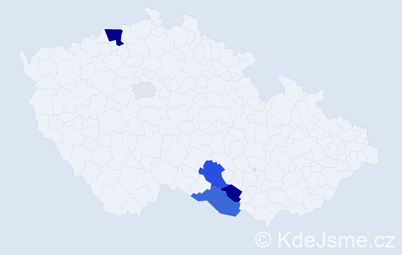 Příjmení: 'Bezega', počet výskytů 10 v celé ČR