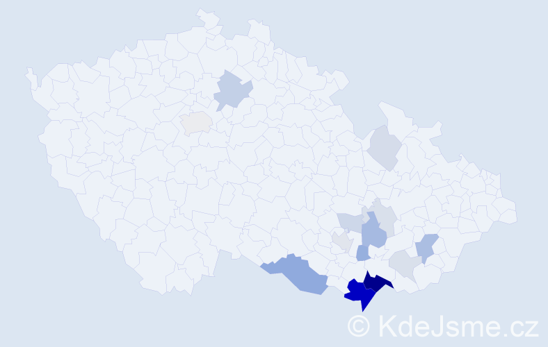 Příjmení: 'Redková', počet výskytů 50 v celé ČR