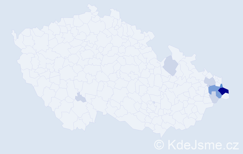 Příjmení: 'Krawiec', počet výskytů 28 v celé ČR