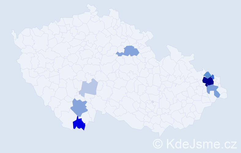 Příjmení: 'Vontor', počet výskytů 40 v celé ČR