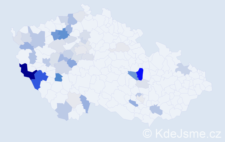 Příjmení: 'Kresl', počet výskytů 130 v celé ČR