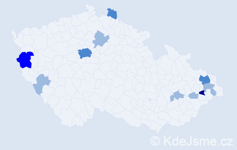 Příjmení: 'Dravecký', počet výskytů 18 v celé ČR