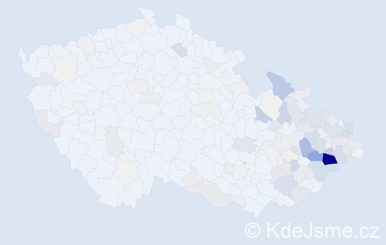 Příjmení: 'Ondruchová', počet výskytů 434 v celé ČR