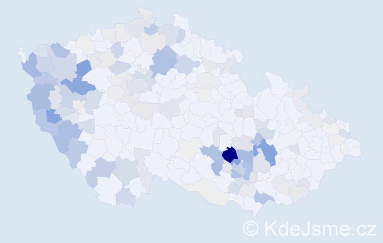 Příjmení: 'Baláková', počet výskytů 446 v celé ČR