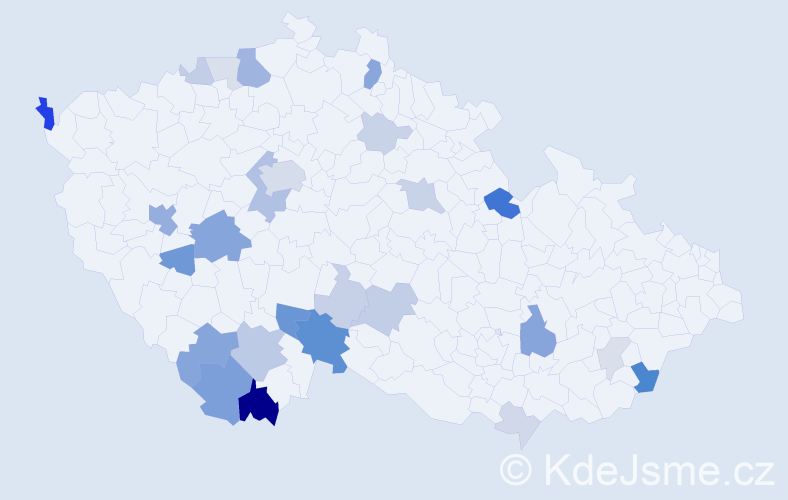 Příjmení: 'Kadič', počet výskytů 74 v celé ČR