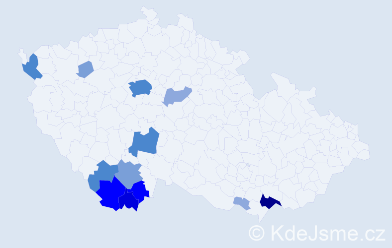 Příjmení: 'Bireš', počet výskytů 41 v celé ČR