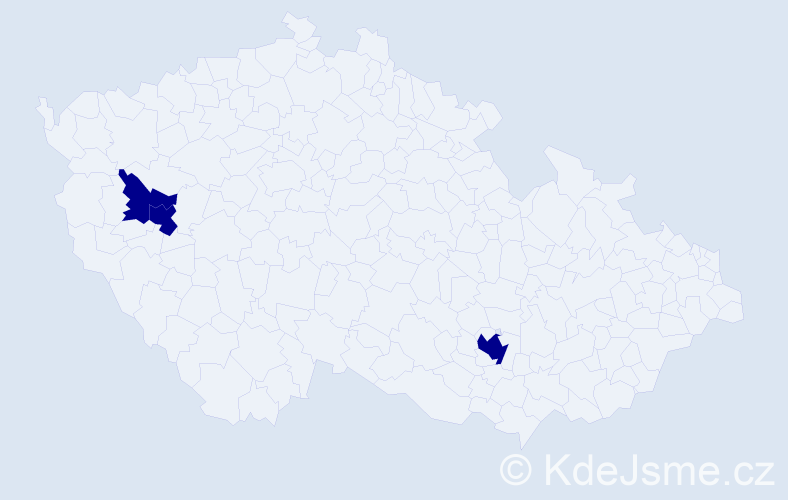 Příjmení: 'Chládecká', počet výskytů 3 v celé ČR