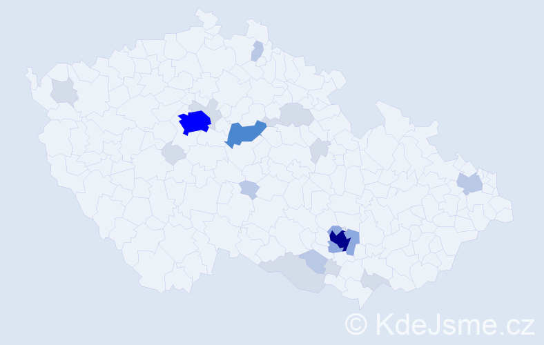 Příjmení: 'Kozdera', počet výskytů 63 v celé ČR