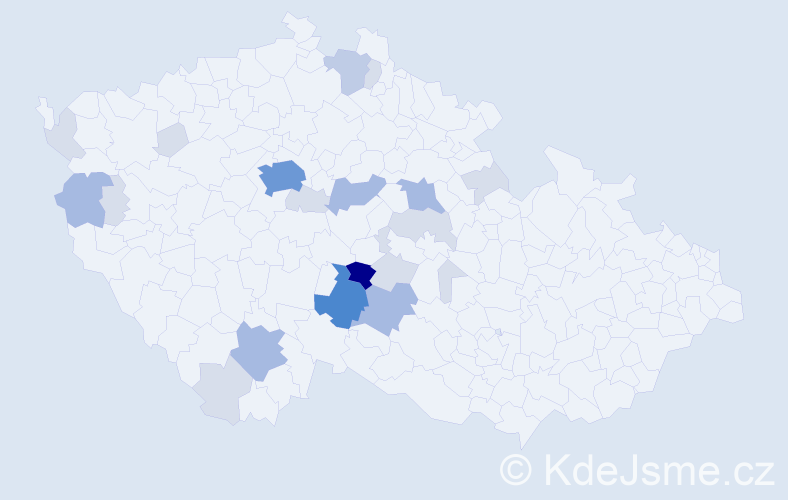 Příjmení: 'Honzlová', počet výskytů 64 v celé ČR