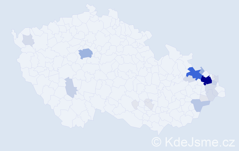 Příjmení: 'Paláčková', počet výskytů 92 v celé ČR