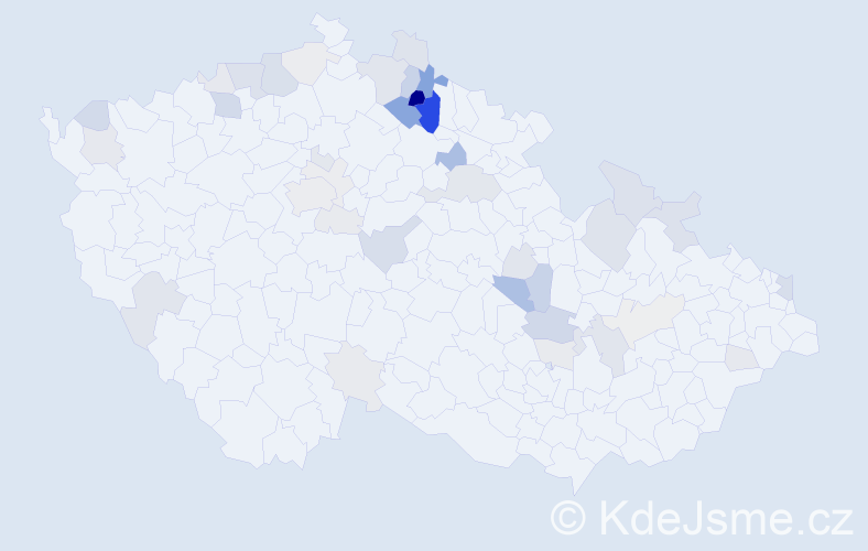 Příjmení: 'Hudská', počet výskytů 128 v celé ČR