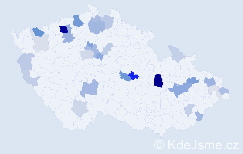Příjmení: 'Kalita', počet výskytů 102 v celé ČR