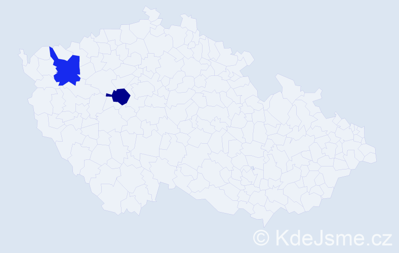 Příjmení: 'Jeger', počet výskytů 2 v celé ČR