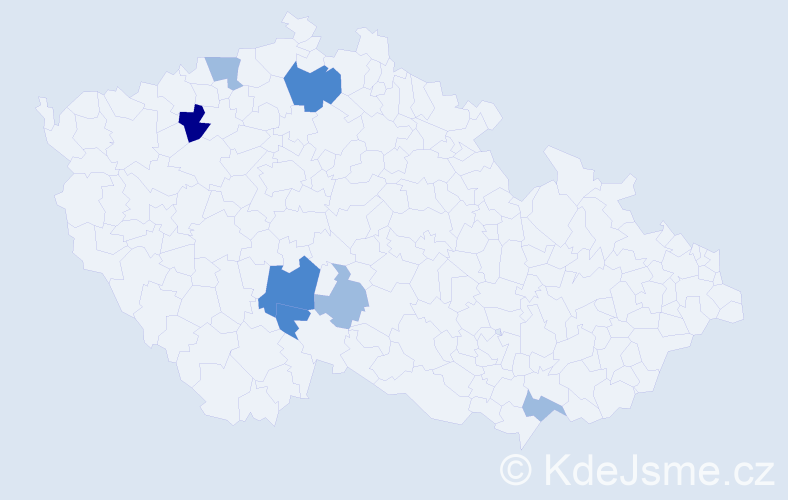 Příjmení: 'Kákona', počet výskytů 13 v celé ČR