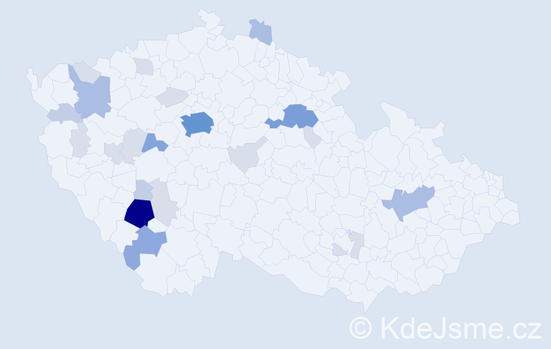 Příjmení: 'Bažatová', počet výskytů 67 v celé ČR